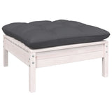 5 Piece Garden Lounge Set with Cushions White Pinewood - Rear View