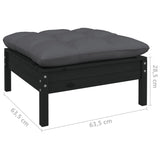 7 Piece Garden Lounge Set with Cushions Black Pinewood - Extra Image
