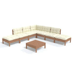 8 Piece Garden Lounge Set with Cushions Honey Brown Pinewood