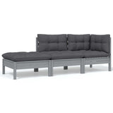 5 Piece Garden Lounge Set with Cushions Grey Pinewood