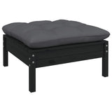 6 Piece Garden Lounge Set with Cushions Black Pinewood - Rear View