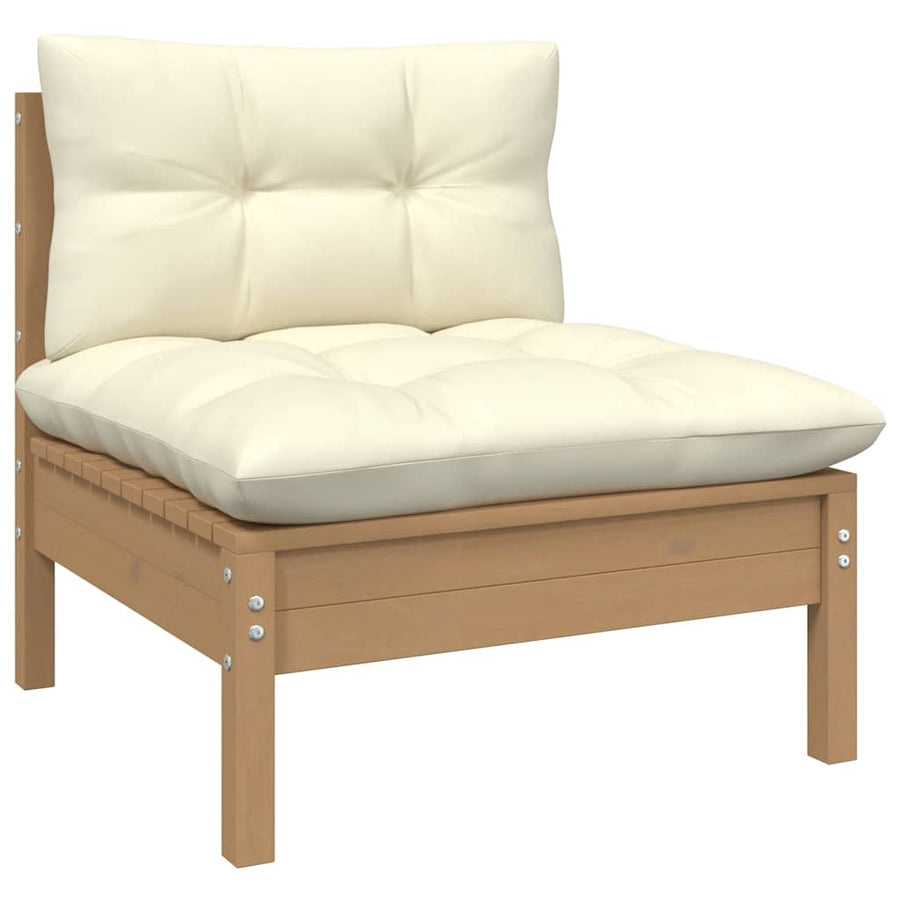 4 Piece Garden Lounge Set with Cushions Honey Brown Pinewood