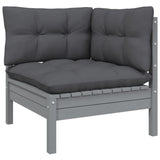 5 Piece Garden Lounge Set with Cushions Grey Pinewood - Top-Down View
