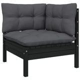 5 Piece Garden Lounge Set with Cushions Black Pinewood - Top-Down View
