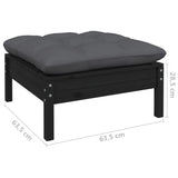 5 Piece Garden Lounge Set with Cushions Black Pinewood - Extra Image