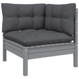 6 Piece Garden Lounge Set with Cushions Grey Pinewood - Top-Down View
