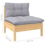 4 Piece Garden Lounge Set with Grey Cushions Pinewood - Close-Up Angle