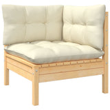 4 Piece Garden Lounge Set with Cream Cushions Pinewood - Side View