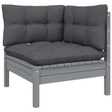 4 Piece Garden Lounge Set with Cushions Grey Pinewood - Top-Down View