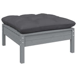 5 Piece Garden Lounge Set with Cushions Grey Pinewood - Rear View