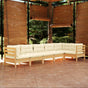 6 Piece Garden Lounge Set with Cream Cushions Pinewood