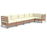 6 Piece Garden Lounge Set with Cushions Honey Brown Pinewood
