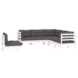 5 Piece Garden Lounge Set with Cushions White Pinewood - Side View