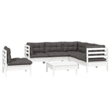 6 Piece Garden Lounge Set with Cushions White Pinewood - Side View