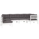 6 Piece Garden Lounge Set with Cushions White Pinewood