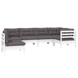 6 Piece Garden Lounge Set with Cushions White Pinewood - Side View