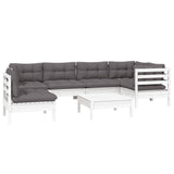 7 Piece Garden Lounge Set with Cushions White Pinewood - Side View