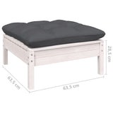 7 Piece Garden Lounge Set with Cushions White Pinewood