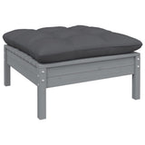 7 Piece Garden Lounge Set with Cushions Grey Pinewood - Rear View