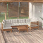 7 Piece Garden Lounge Set with Cushions Honey Brown Pinewood