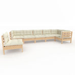 7 Piece Garden Lounge Set with Cream Cushions Pinewood