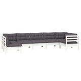 7 Piece Garden Lounge Set with Cushions White Pinewood - Side View
