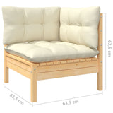 8 Piece Garden Lounge Set with Cream Cushions Pinewood - Rear View