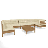 8 Piece Garden Lounge Set with Cushions Honey Brown Pinewood