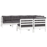 7 Piece Garden Lounge Set with Cushions White Solid Pinewood