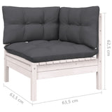 7 Piece Garden Lounge Set with Cushions White Solid Pinewood - Close-Up Angle