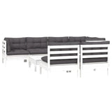 8 Piece Garden Lounge Set with Cushions White Solid Pinewood - Side View