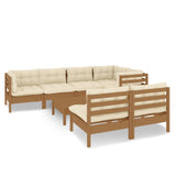 8 Piece Garden Lounge Set with Cushions Honey Brown Pinewood