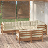 8 Piece Garden Lounge Set with Cushions Honey Brown Pinewood