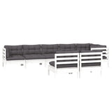 8 Piece Garden Lounge Set with Cushions White Solid Pinewood - Side View