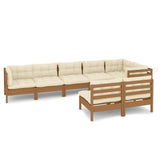 8 Piece Garden Lounge Set with Cushions Honey Brown Pinewood
