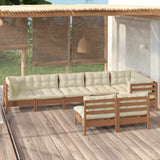 8 Piece Garden Lounge Set with Cushions Honey Brown Pinewood