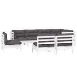 8 Piece Garden Lounge Set with Cushions White Solid Pinewood - Side View