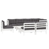 9 Piece Garden Lounge Set with Cushions White Solid Pinewood - Side View