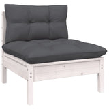 9 Piece Garden Lounge Set with Cushions White Solid Pinewood - Rear View