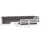 10 Piece Garden Lounge Set with Cushions White Solid Pinewood - Side View