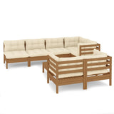8 Piece Garden Lounge Set with Cushions Honey Brown Pinewood - Front View