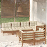 8 Piece Garden Lounge Set with Cushions Honey Brown Pinewood