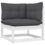 9 Piece Garden Lounge Set with Cushions White Solid Pinewood - 45-Degree Angle