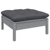 9 Piece Garden Lounge Set with Cushions Grey Solid Pinewood - Rear View