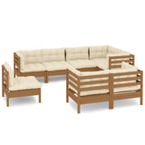 8 Piece Garden Lounge Set with Cushions Honey Brown Pinewood - Front View