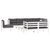 9 Piece Garden Lounge Set with Cushions White Solid Pinewood - Side View