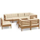 9 Piece Garden Lounge Set with Cushions Honey Brown Pinewood