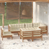 9 Piece Garden Lounge Set with Cushions Honey Brown Pinewood