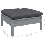 6 Piece Garden Lounge Set with Cushions Grey Solid Pinewood