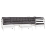 7 Piece Garden Lounge Set with Cushions White Solid Pinewood - Side View